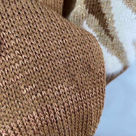 Vintage Christine Geometric Design Sweater Brown Cream Angora 80s Work Size S - Picture 7 of 10